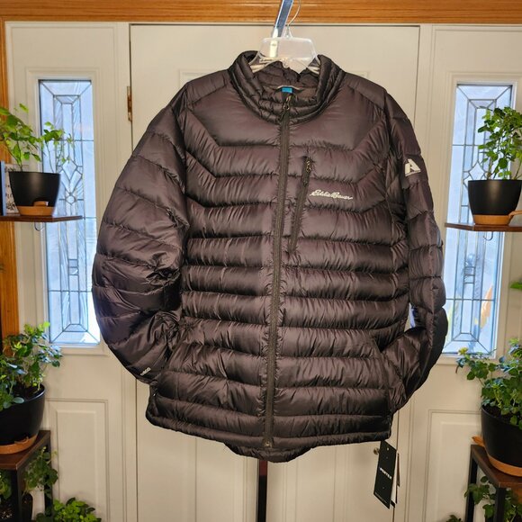 NWT!! Men's Eddie Bauer Down Pertex Quantum First Ascent Puffer Jacket BLACK - Picture 1 of 12